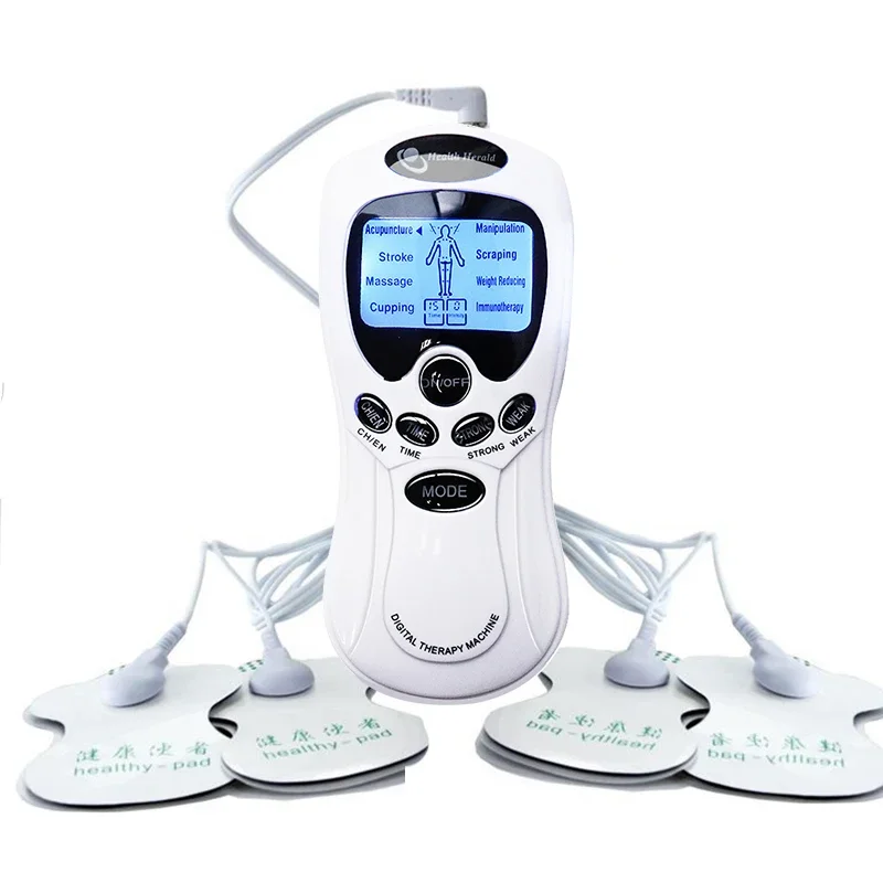 Electrical Pulse EMS Muscle Stimulator Electric Tens Dual Output Massage Instrument Acupuncture Massager for Neck Back Full Body