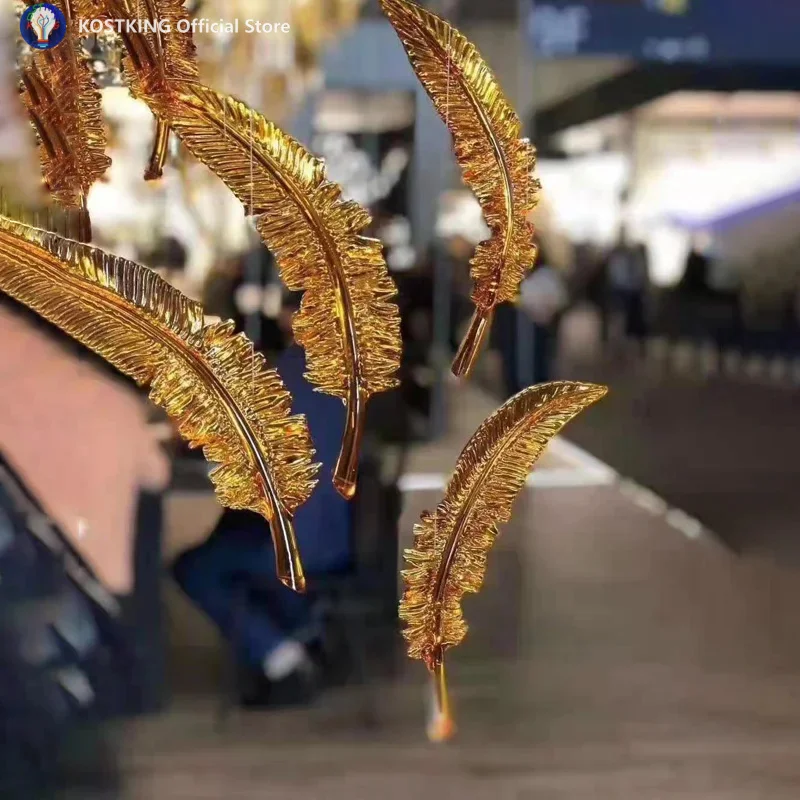 2026 Hand Blown Glass Feather Murano Chandeliers Parts Hotel Lobby Shopping Mall Villa Ceiling Art Decoration Glass Crafts