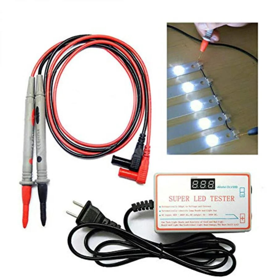 

LED Light and TV Backlight Tester 0300V Adaptive Voltage LED Strip Lamp Beads Repair Testing Tool with Gold Plated Pin and Powe