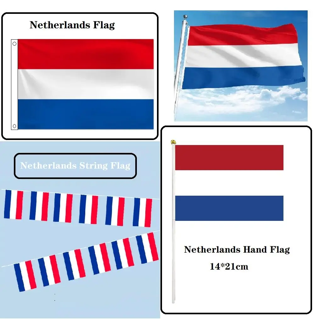 Anpassbare 200 x 300 cm große Niederlande-Flagge / 14 x 21 cm Hand-/Schnurbanner für drinnen und draußen, dekorative große Flagge – Detail 1