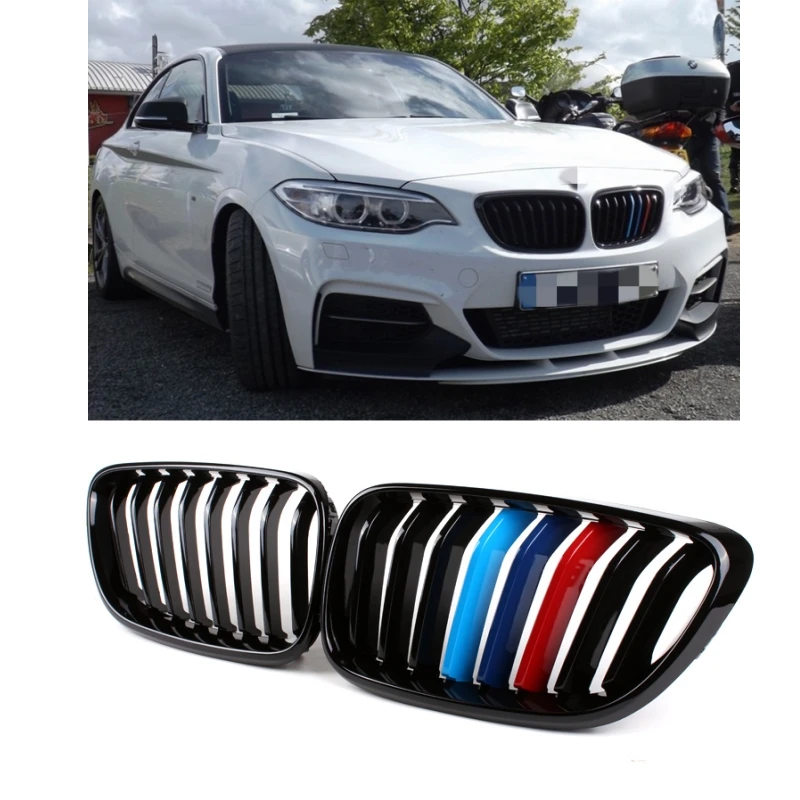 

For BMW 2 Series F87 F22 Car Front Grille ABS Gloss Black M Color Single Slats 2014 2015 2016 Factory High Quality Grill