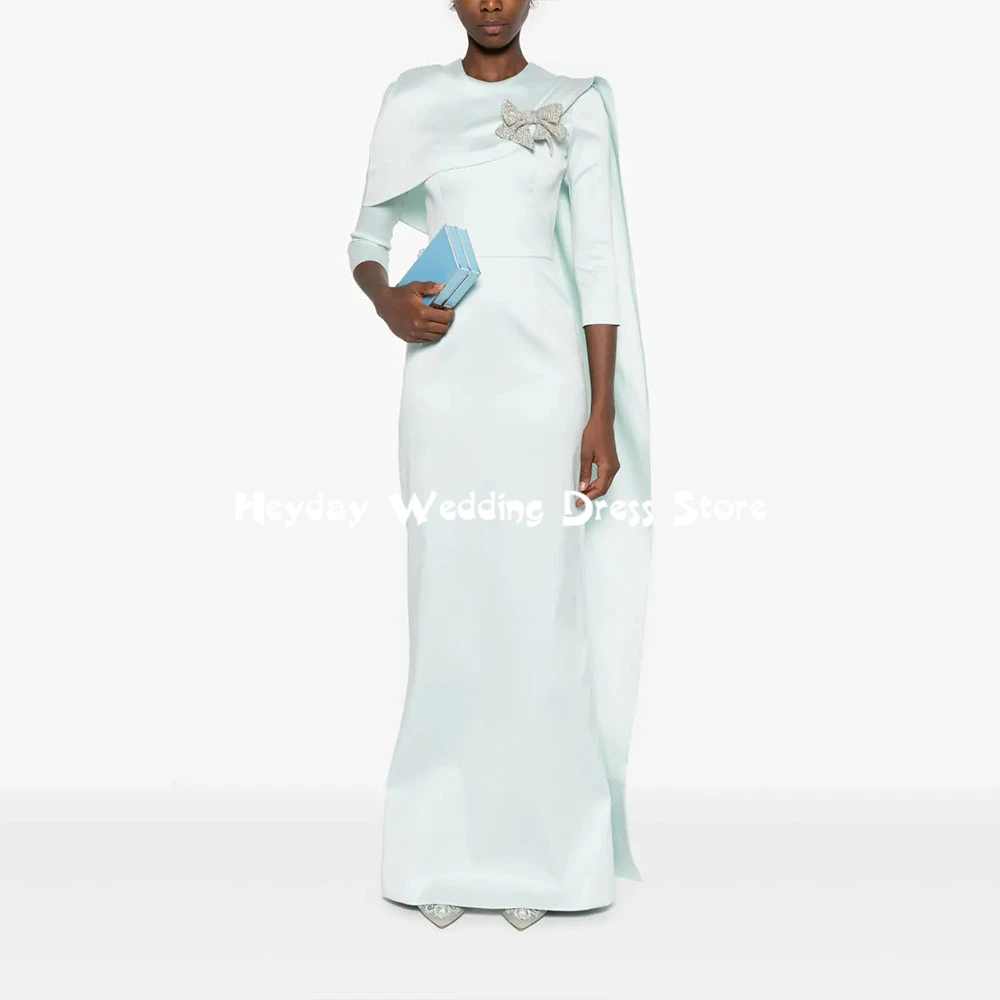 

Heyday Women's Straight O-neck Bow Beaded Simple Evening Dresses 3/4 Sleeves With Shawl Floor-Length Formal Elegant Dresses 2025