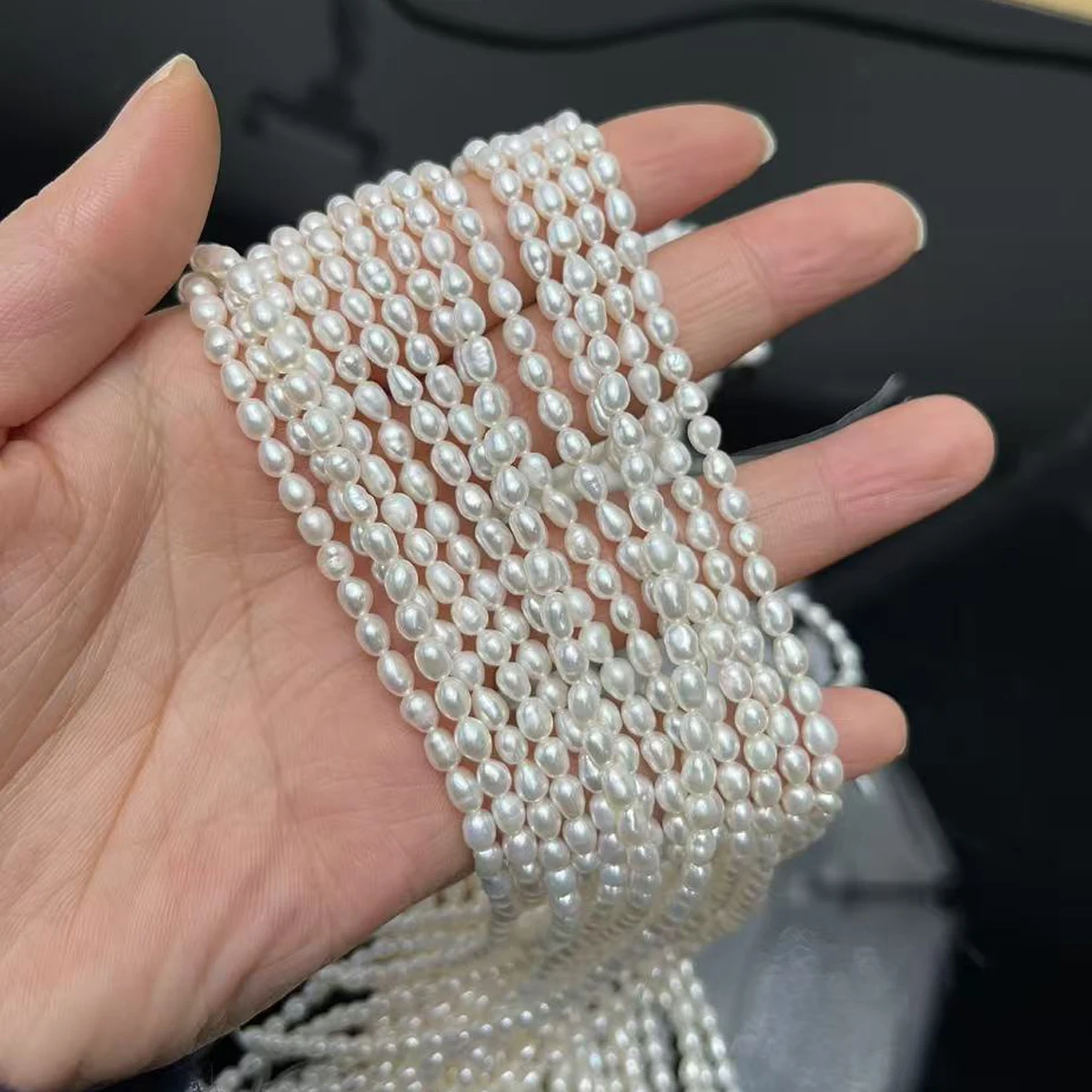 Natural Freshwater Pearl Beads irregular Rice Shape for DIY Jewelry Making - Includes Necklace Bracelets Earrings Accessories
