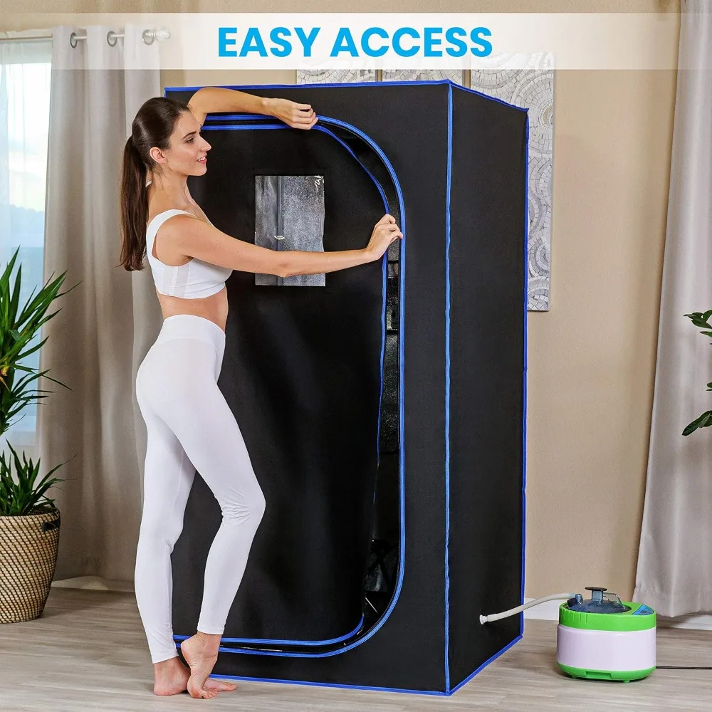 Full Size Portable Steam Sauna –Personal Home Spa, with Remote Control, Foldable Chair, Timer