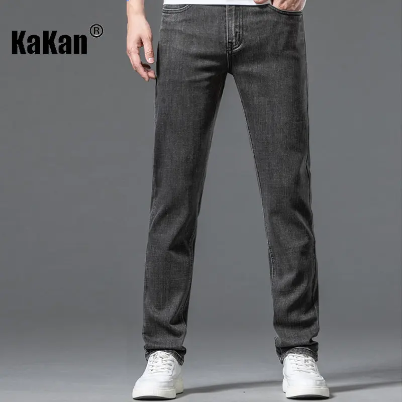 Kakan - European and American New Straight Tube High-end Trendy Jeans for Men Thin and Slightly Elastic Casual Long Jeans42-1951