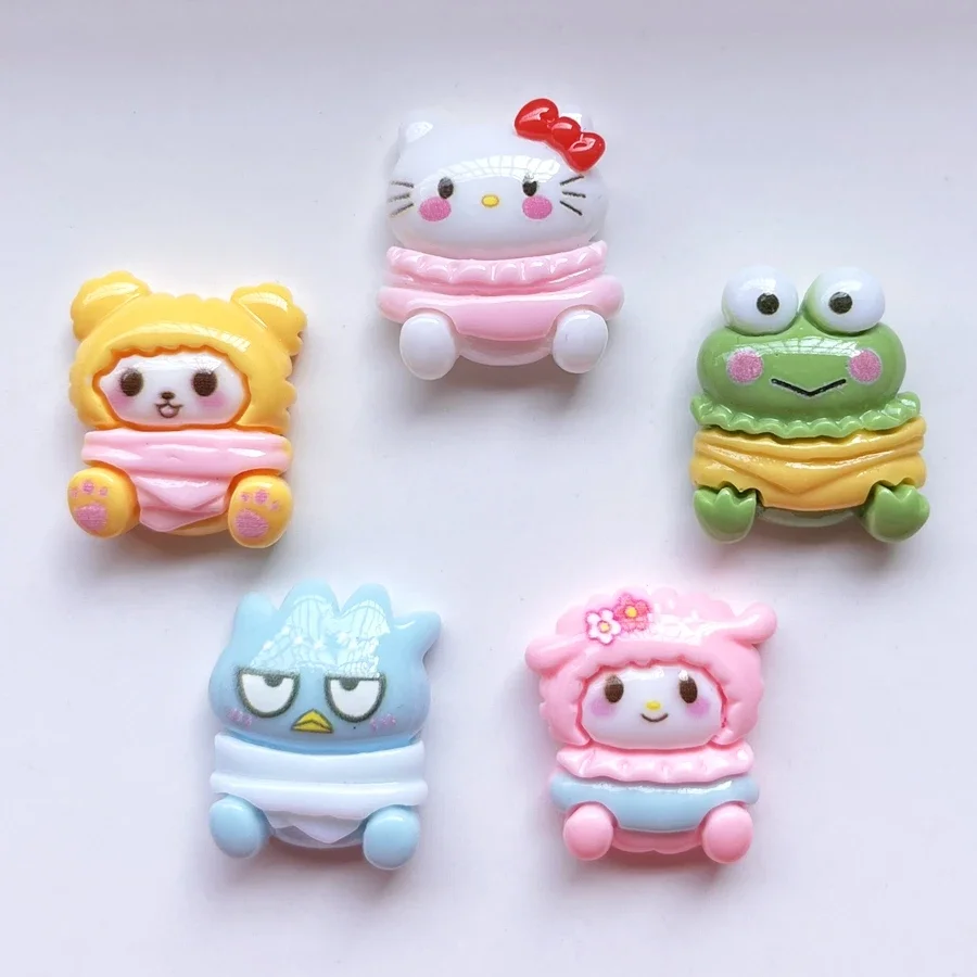 10pcs new Kawaii cartoon Kitten, Crow, Frog resin flat back scrapbook figurine DIY bow decorative accessories crafts