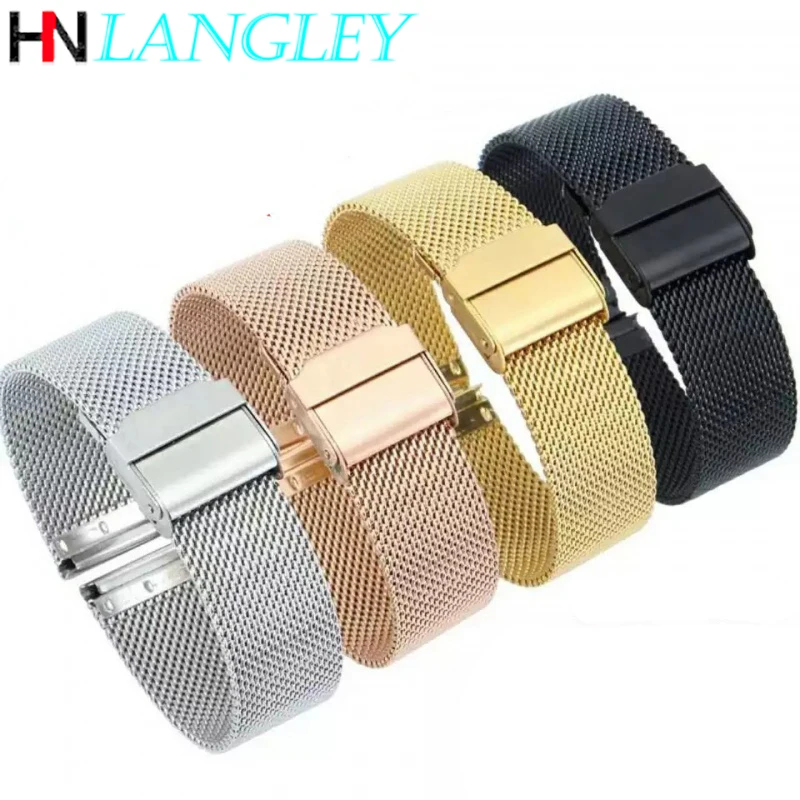 Milanese Fine Mesh Watch Band Stainless Steel Strap for DW Watch Strap Woven Mesh Bands 12/13/14/15/16/17/18/19/20/21/22/23/24Mm