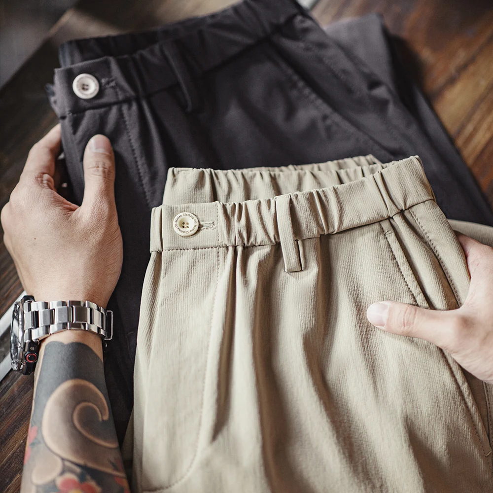 Maden Casual Straight Clean Fit Suit Pants Men's Spring Wrinkle-Resistant Tapered Office Pants Solid Color Versatile Trousers