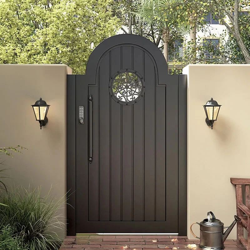 

Modern style fireproof aluminum alloy anti-theft entrance door simple style front yard villa courtyard door