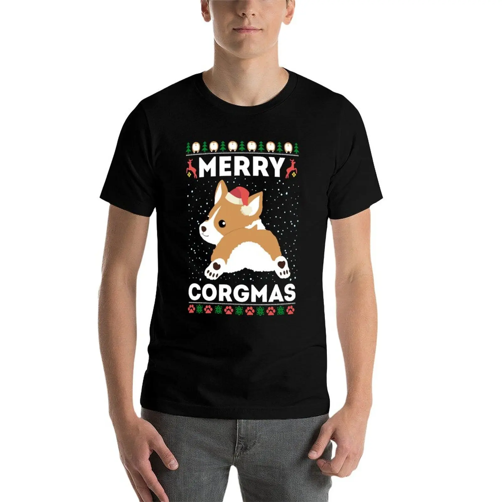 

Corgi Ugly Christmas Sweater Merry Corgmas Santa Corgi T-Shirt t shirt men 100% cotton luxury brand man t shirts cotton T-Shirt