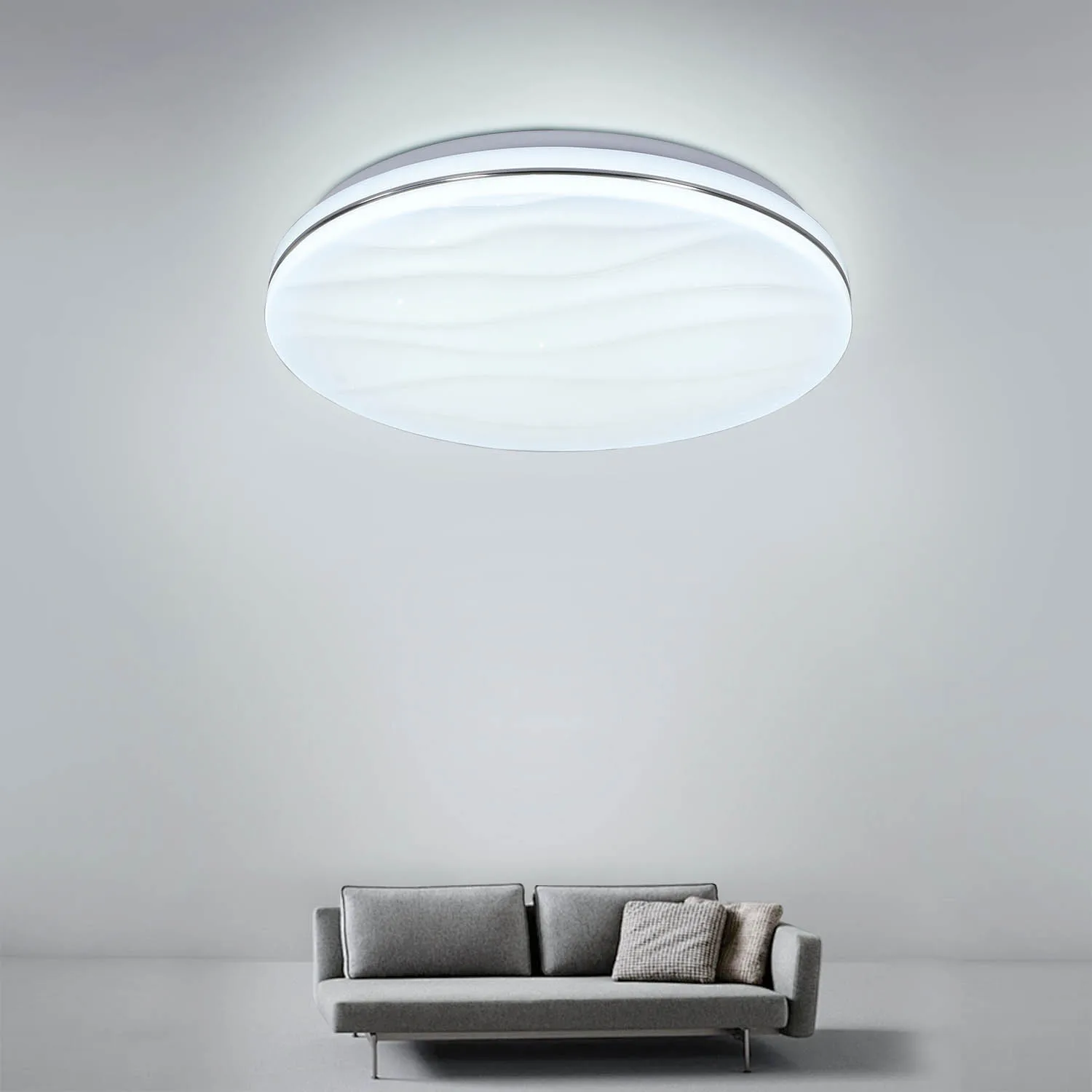 18W LED-Deckenleuchte, 1950LM, Kaltweiß 6500K, runde moderne Deckenbeleuchtung für Wohnzimmer, Schlafzimmer, Küche, Balkon, Flur