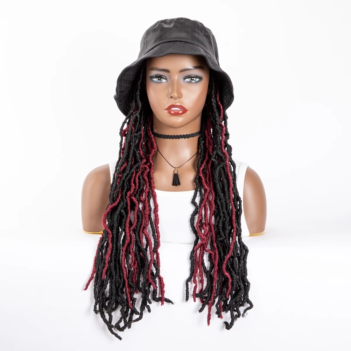 WIGERA-Extensions Capillaires Synthétiques Ombrées, Noires, Bordeaux, Douces, Faux Locs, à la Mode, Bonnet E27, Offre Spéciale