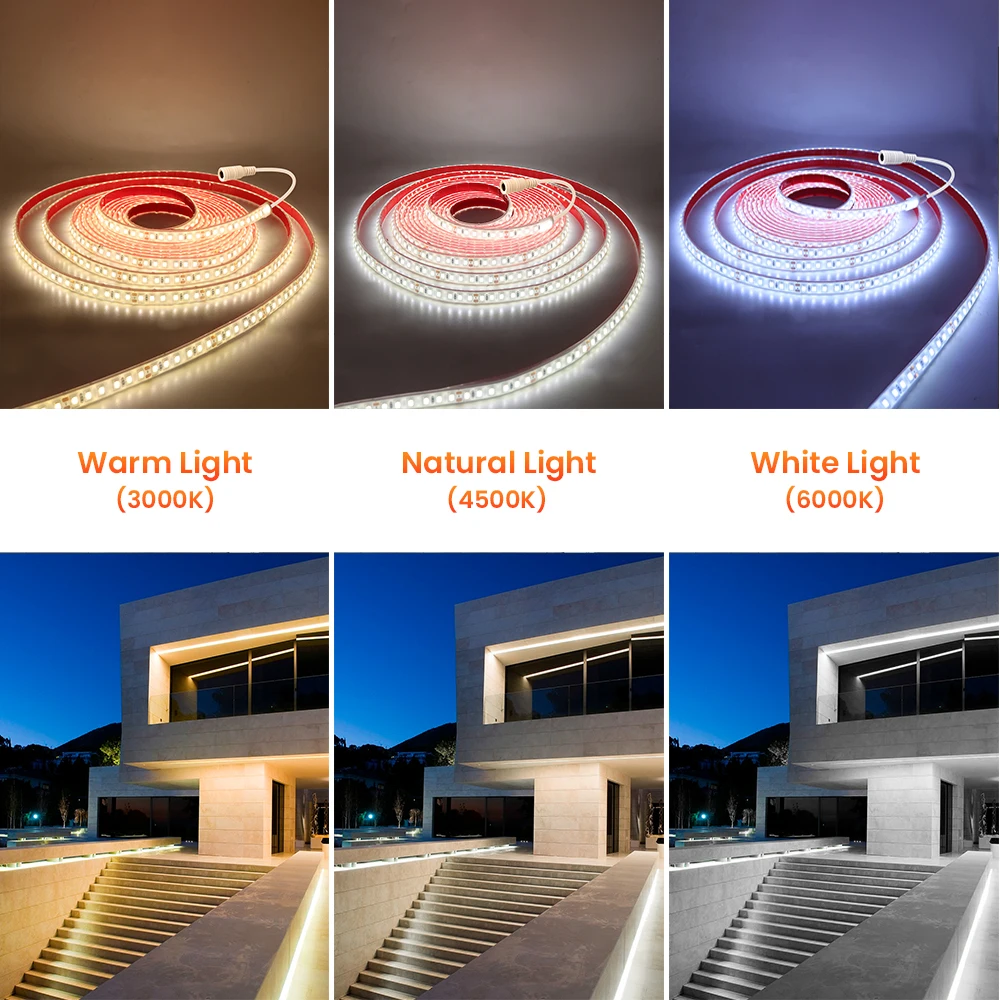 IP68 Waterproof LED Strip 24V 2835 120LEDs/m Silicone Gel Flexible LED Ribbon for Sauna Swimming Pool Outdoor Lighting 0.5-20M