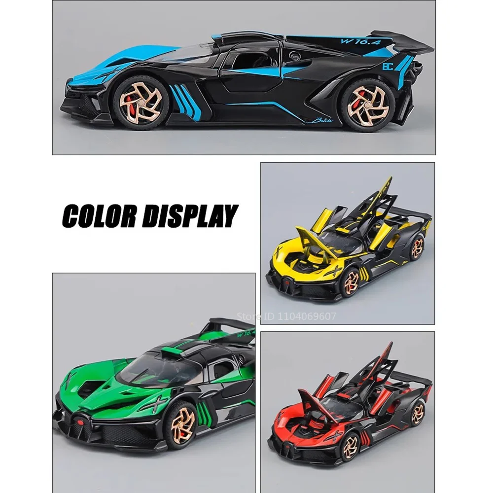 1:32 Bolide Sport Model Toys pressofuso in lega per auto con 4 porte aperte tirare indietro il suono e il veicolo da corsa leggero per i bambini