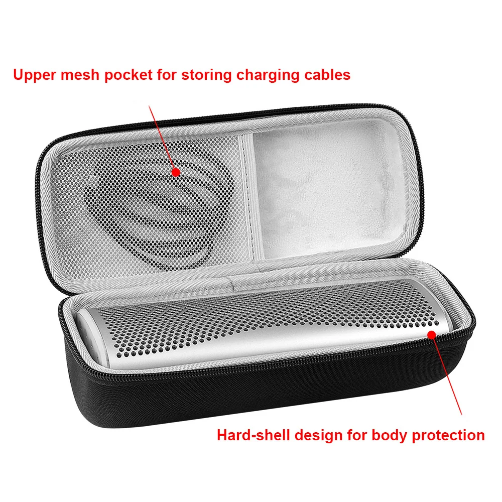 EVA Hard Shell Case for KEF MUO 2 Portable Travel Carrying Bag Oxford Fabric Soft Lining Inner Mesh Pocket Double Zipper Black