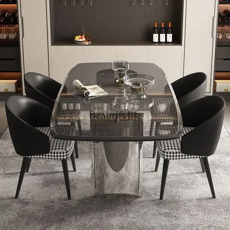 

yj9 Minimalist Floating Dining Table for Home Use, Italian Style Tempered Glass Dining Table, Simple and High-End for Large
