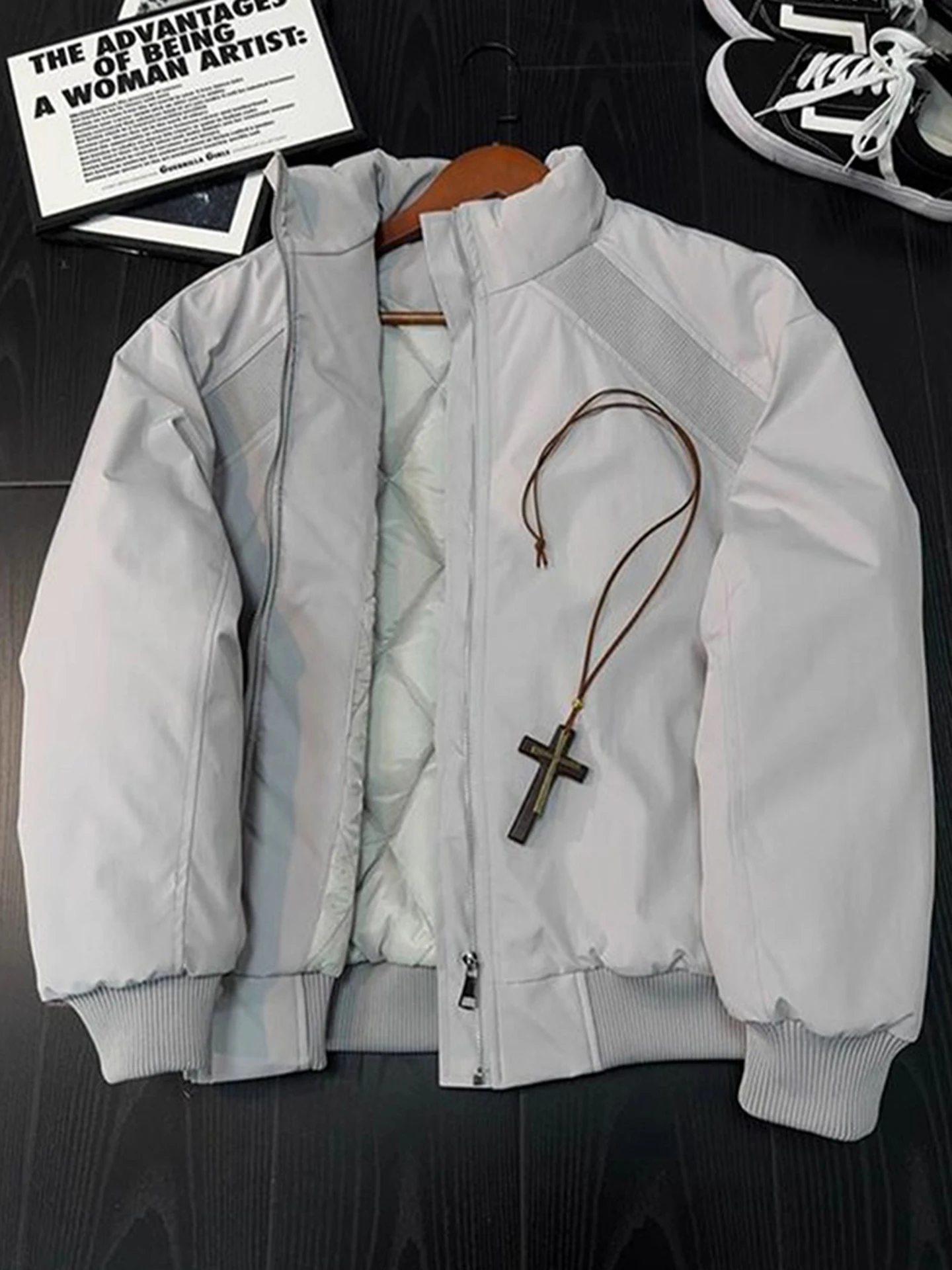 

ey Deconstructed Patchwork Flight Jaet Cotton Men's Winter Cotton-Padded Thiened High-End ape ort Cotton Coat Outer...