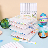 Languo Automatic Ink Control Acrylic Paint Markers, 9 pcs Soft Brush Tip Acrylic Paint Pens set with 14 professional color serie