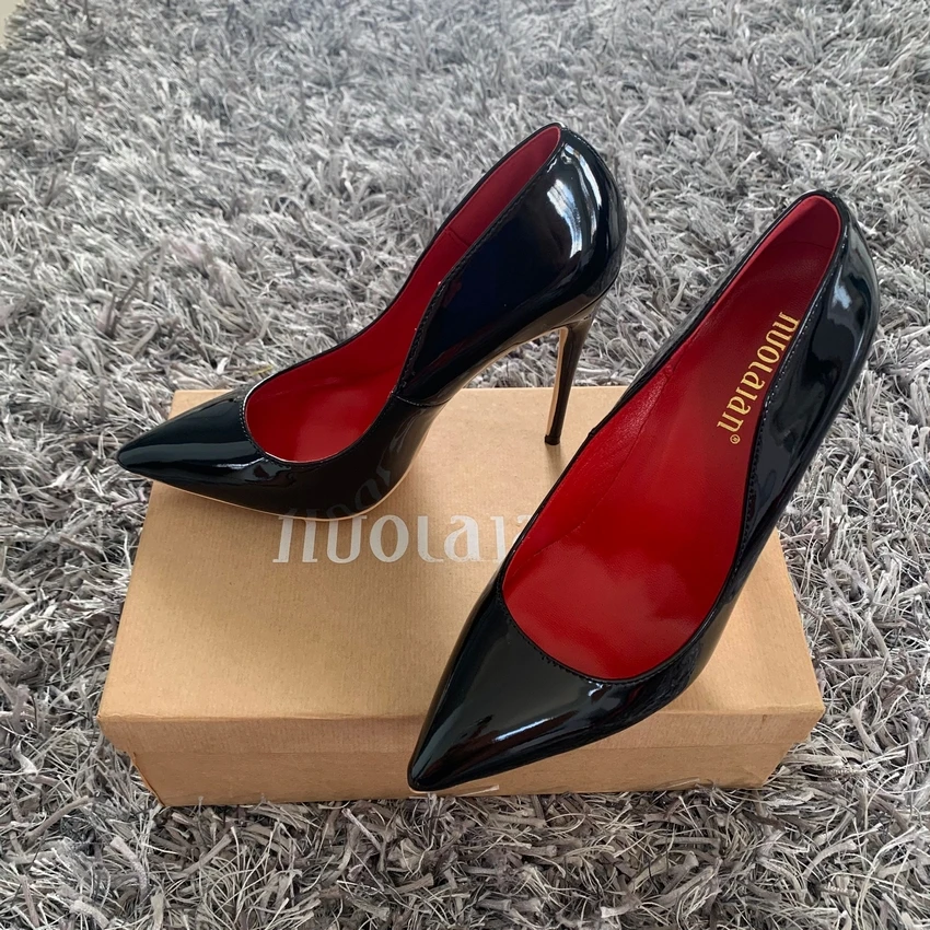 Black classic high heels Patent Leather Women Sexy Stiletto heels 12cm/10cm/8cm Ladies Fashion Pointed Toe Pumps Party Shoes