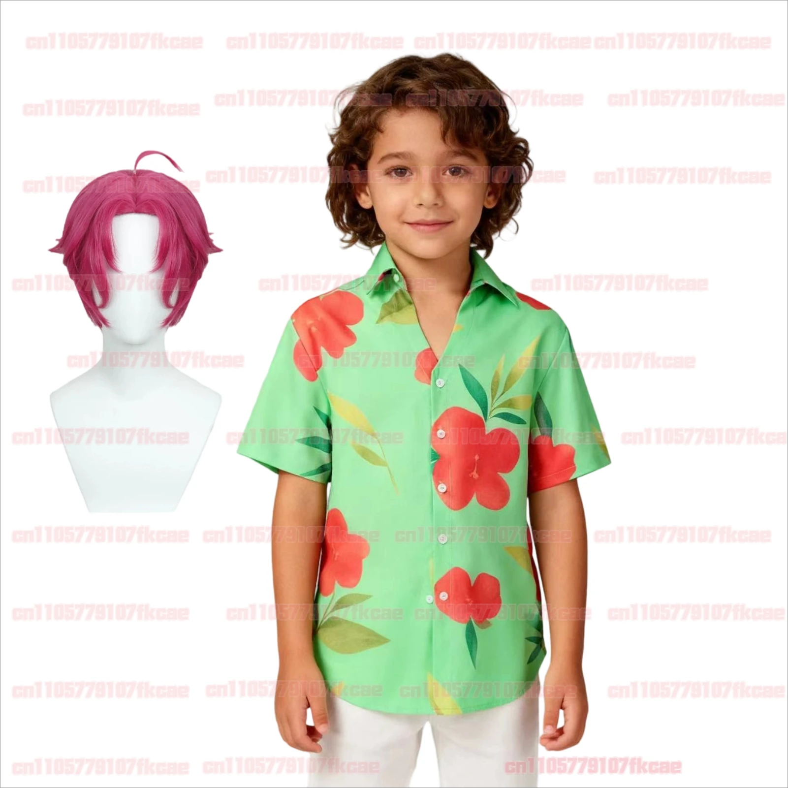 Męski strój Saja Boys Cosplay Kpop Demon Anime Suda Pop Stage Uniform Zielona koszula letnia w hawajski wzór Koreański zespół chłopięcy Cos Halloween