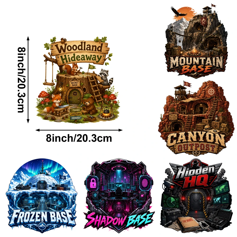 6 Pcs Mountain Base Iron on Transfers Easy to heat press decals Transfers Sticker On Clothes iron on decals DTF Transfers Ready