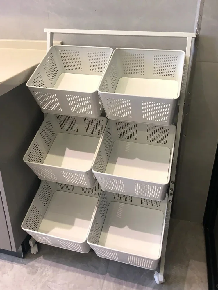 

Kitchen Vegetable Basket Storage Rack Multi-Layer Household Snack Trolley Storage Basket Fruit and Vegetables Storage Rack
