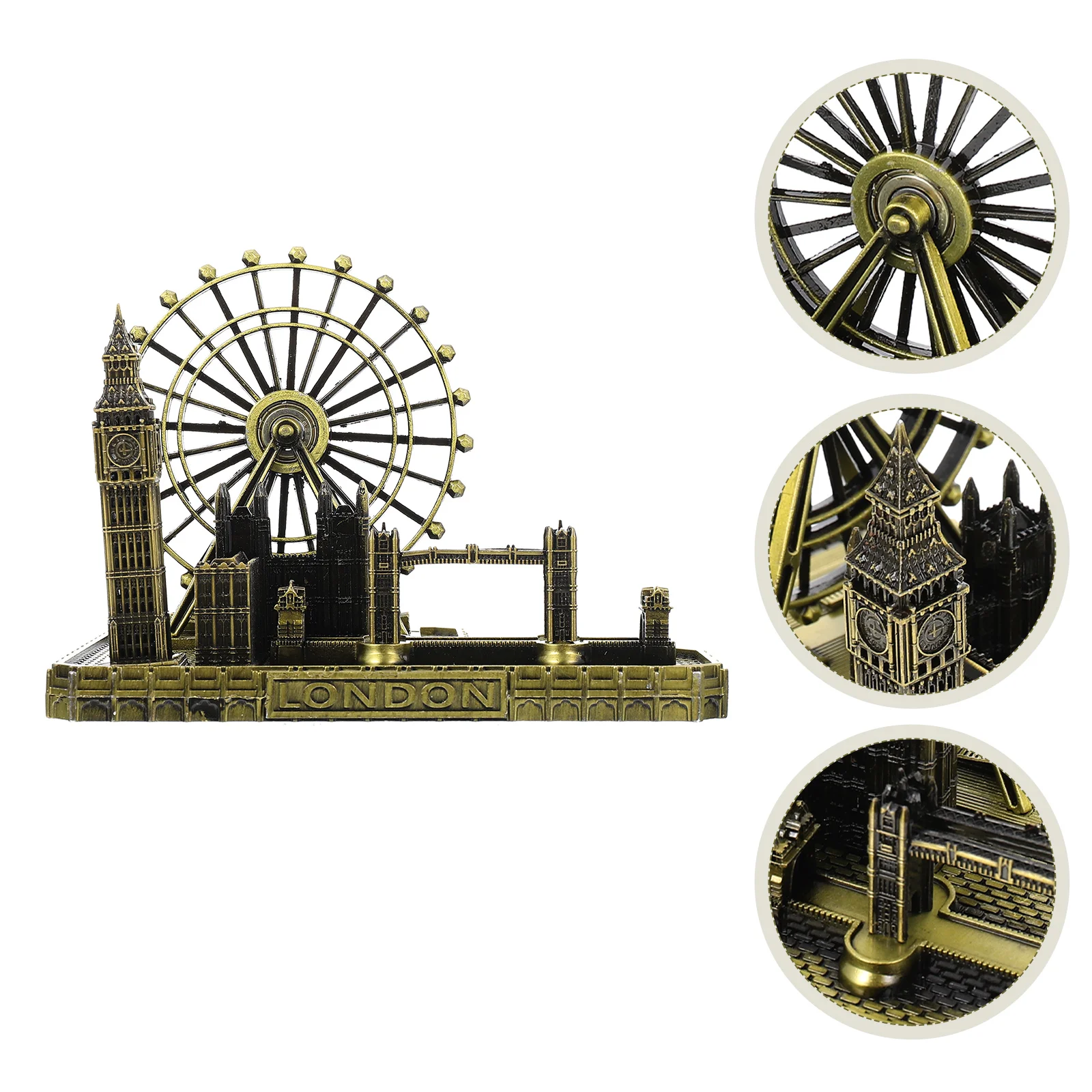 

Metal London Ornaments Tower Bridge Figurine Famous Buildings Decor Craft Big Ben Clock Tabletop Desktop Decorative Retro