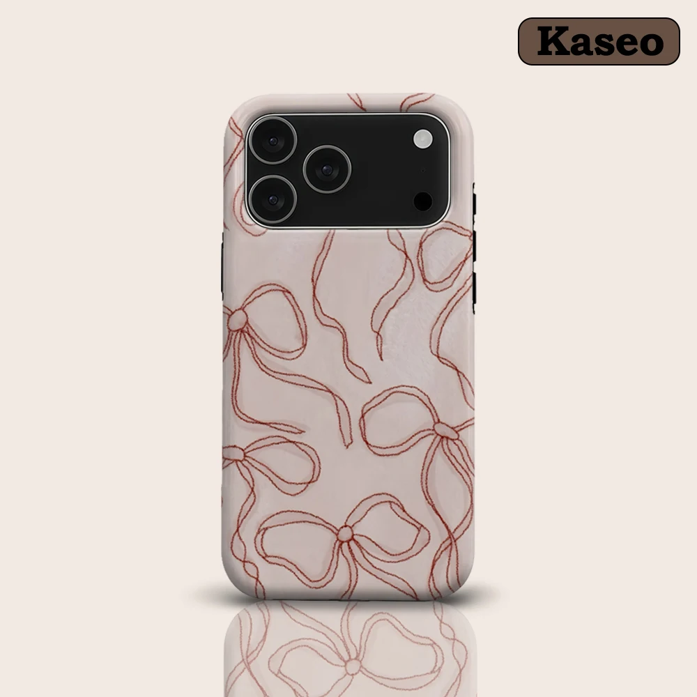 KASEO Matte Bumper for Magsafe Case for IPhone 17 16 15 14 Plus 13 Pro Max Shockproof Hard PC Red Bow Sketch Cover