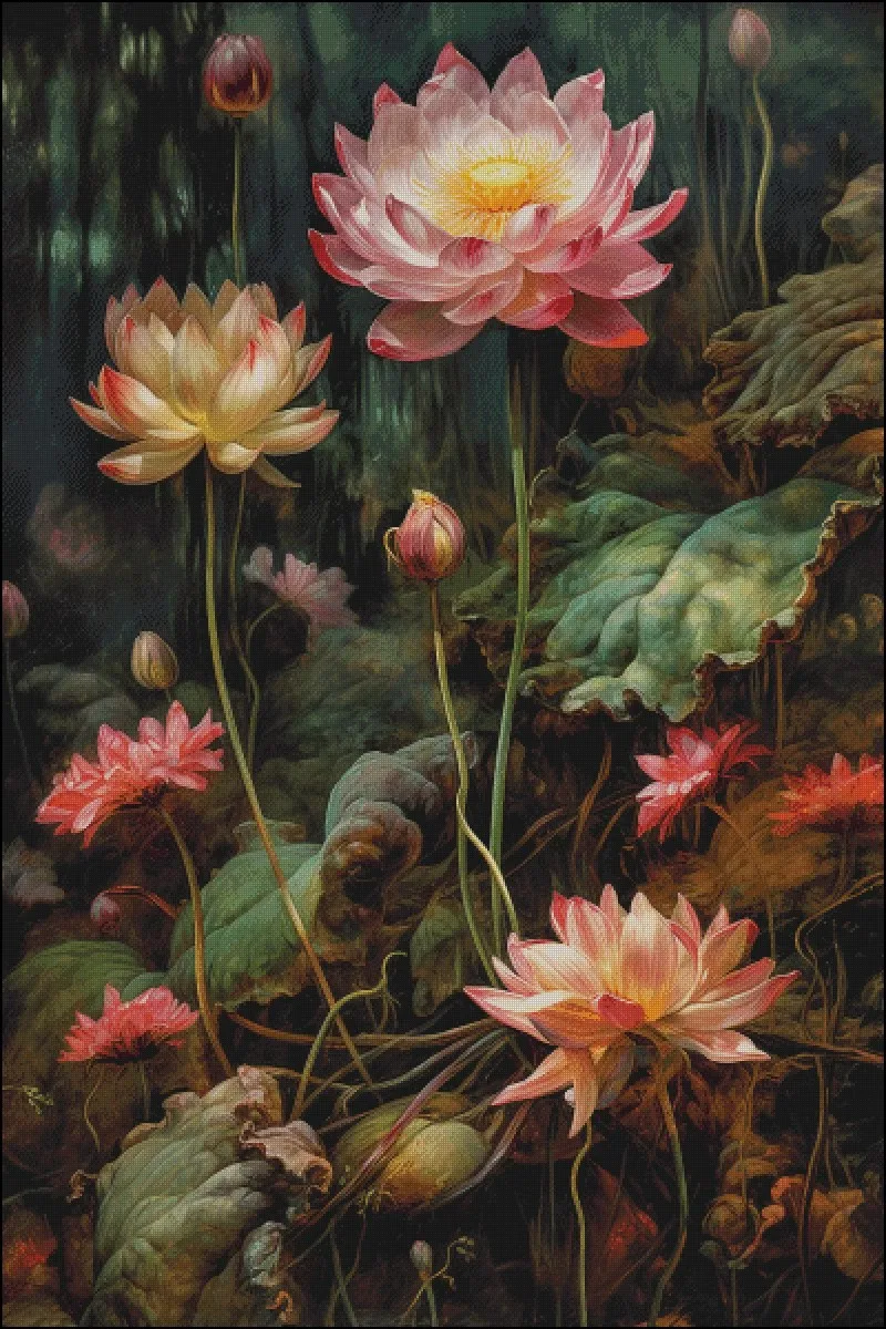 

ZZ3930 Lotus 14CT 16CT Printed On Canvas Cross Stitch DIY Set Chinese Pattern Kit Home Needlework Embroidery 181 Colors