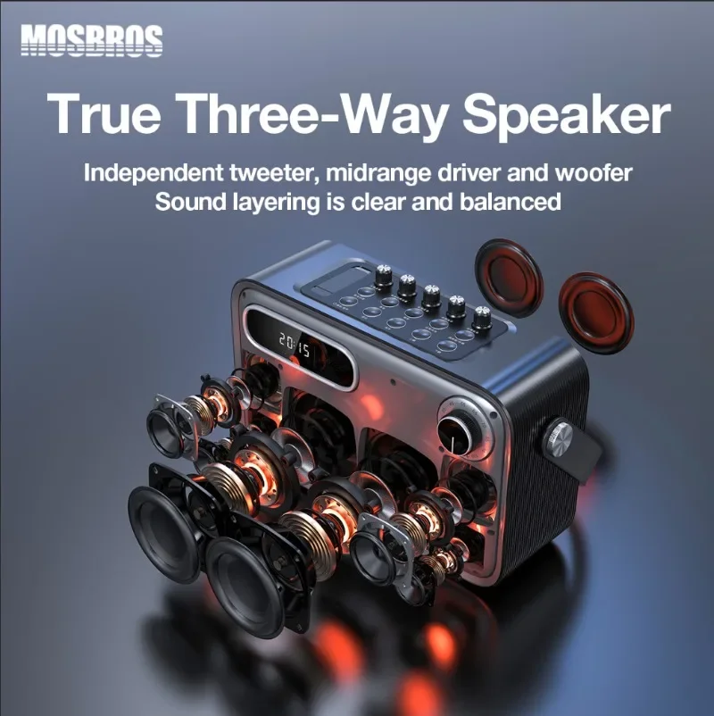 KaraBass 120W Powerful Karaoke Bluetooth Speaker with Mic 8 Sound Units Built-in 12000mAh Large Battery Portable HIFI Subwoofer