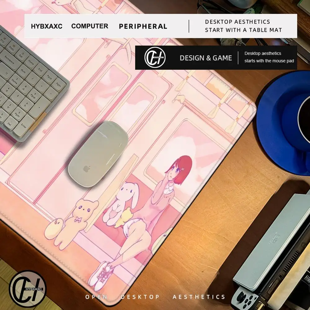 Kawaii Anime Girl Large Gaming Computer Mouse Pad Pink New XXL 90x40 Long Desktop Mats Washable Non-slip Rubber Keyboard Carpet