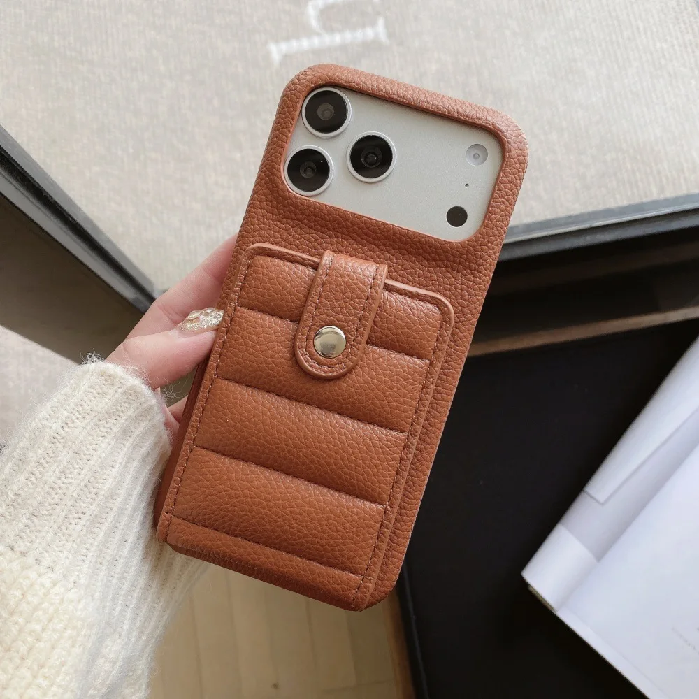 Down Card Bag Suitable for IPhone 17 Promax Phone Case 16Pro Coin Purse 15 and A Half Bags 14 13 Anti Drop Protection Cover