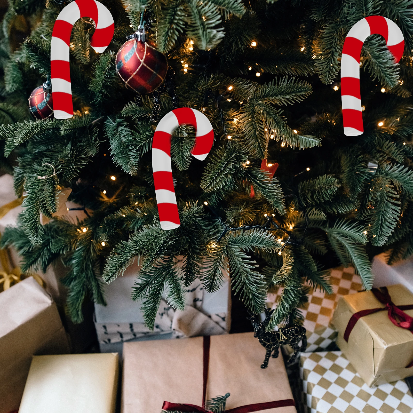 

12Pcs Christmas Crutch Decor Plastic Big Crutch Adorable Hanging Ornaments Xmas Tree Pendant Festival Walking Stick