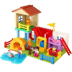 Big Building Blocks Playground Spin Parts Educational Creative Slide Swing Ladde Seesaw Compatible Bricks Children Toy Kid Gifts
