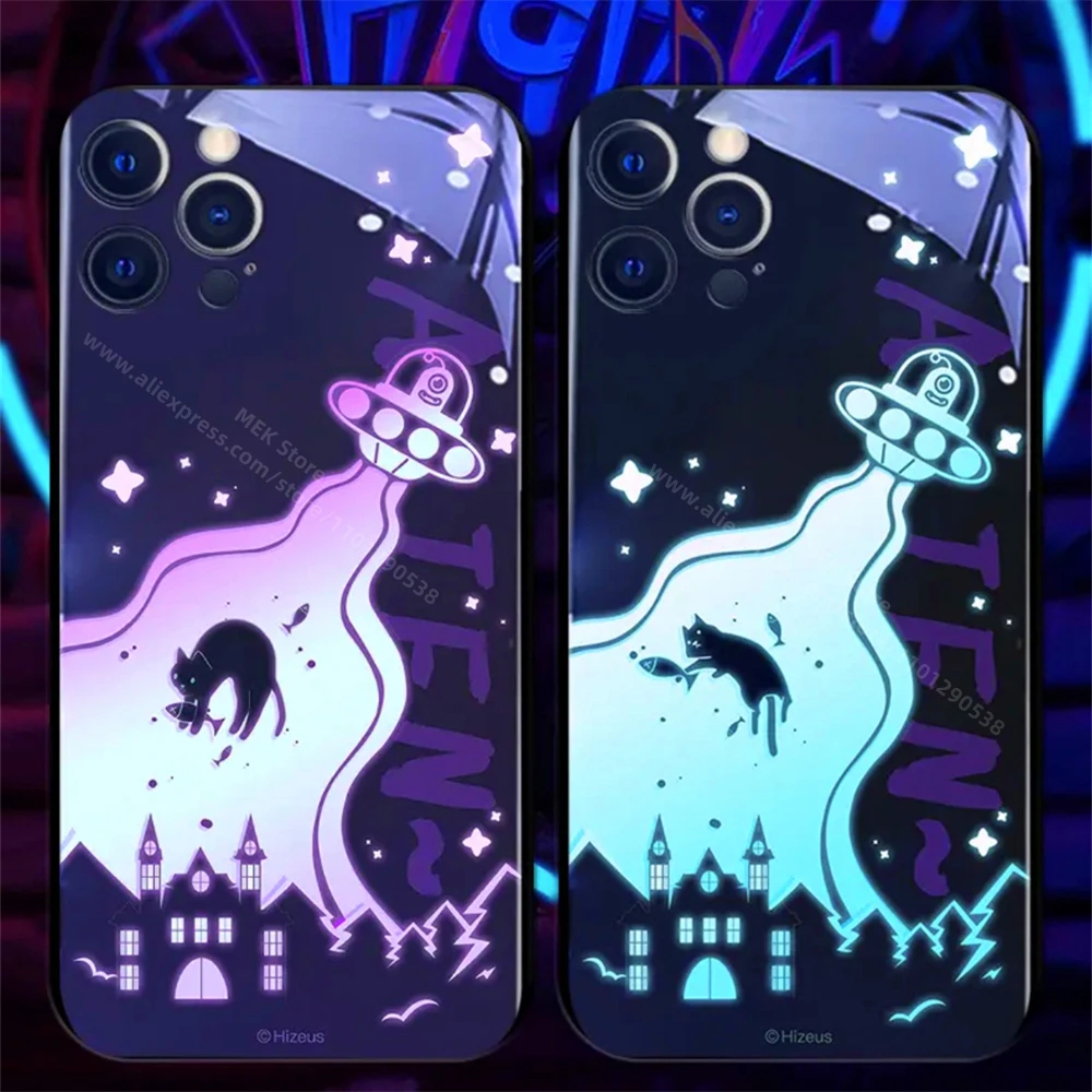 Luxury Graffiti Art Boy Luminous Phone Case LED Light Glass Shockproof Cover For iPhone Air 17 16 15 14 13 12 11 Pro Max Plus view 6