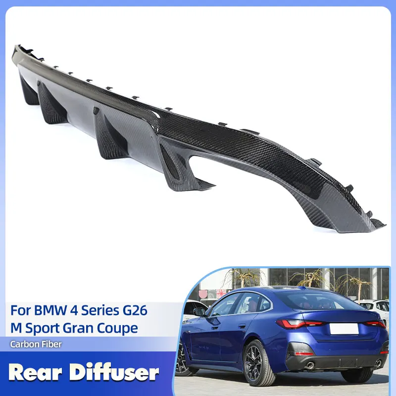 Car Rear Bumper Diffuser Lip Spoiler Carbon Fiber for BMW 4 Series G26 M Sport Gran Coupe 430i 440i 2021 2022 Rear Lip Body Kit