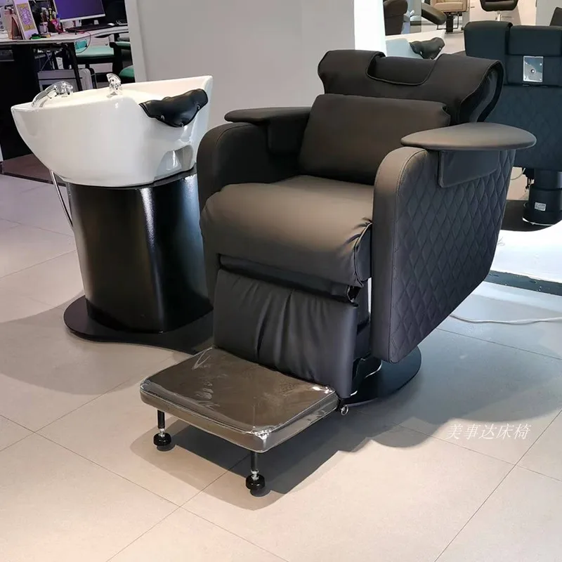 Hair Salon Recliner Shampoo Chair Electric Rotate Multifunctional Hairdressing Shampoo Chairs Dedicated Cadeira Furniture QF50SC