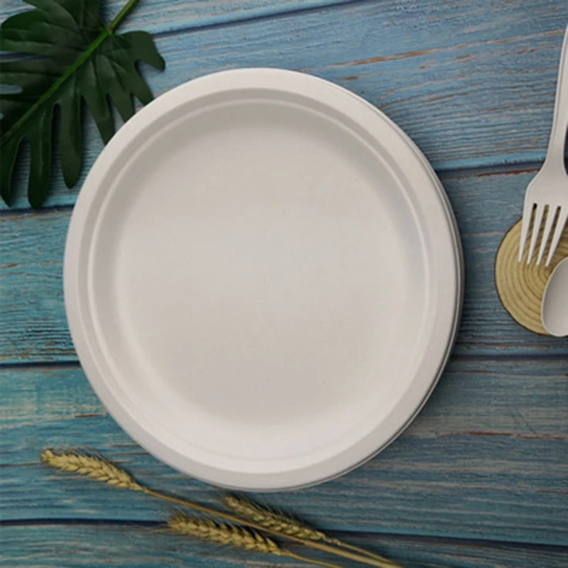 100% Compostable Disposable Paper Plates Bulk 9 Inch 50 Pack, Bamboo Plates, Eco Friendly, Biodegradable