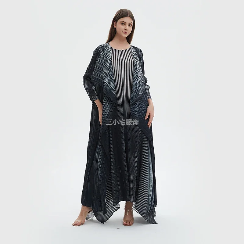 

YUDX Pleated Fashion Skirt Set Slim Dress + Loose Large Size Coat Women Two Piece Middle East Style Set 2024 Summer New