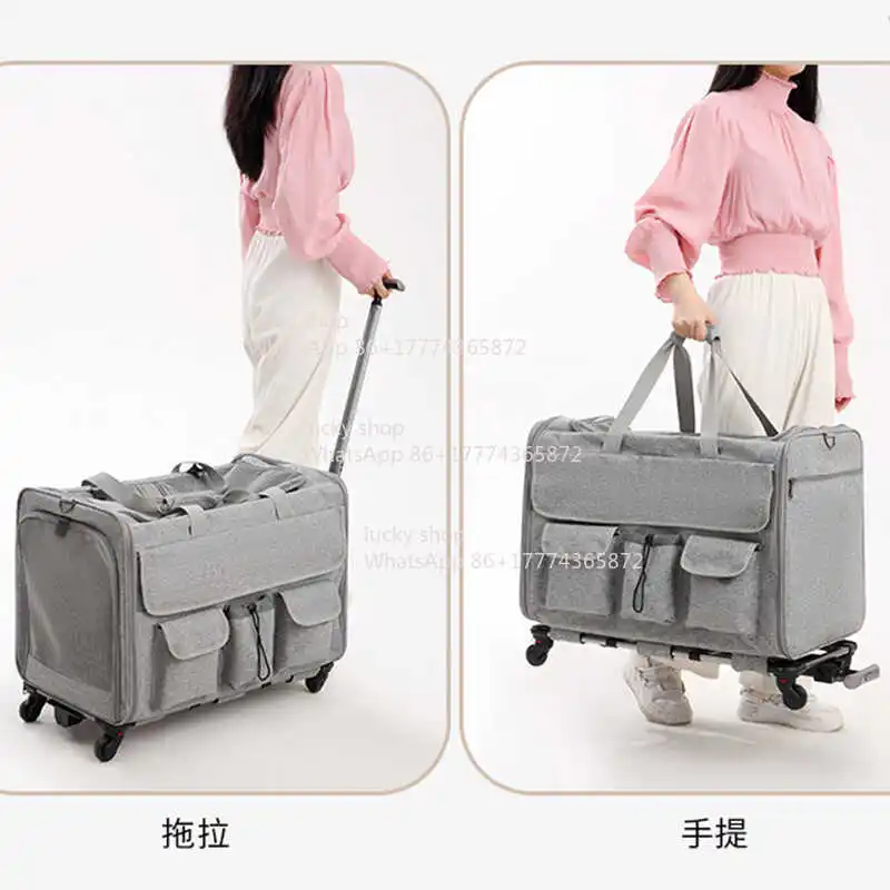 New Pet Bag Trolley Case Removable Folding Large Capacity Hatchback Portable Cat Bag Out Two