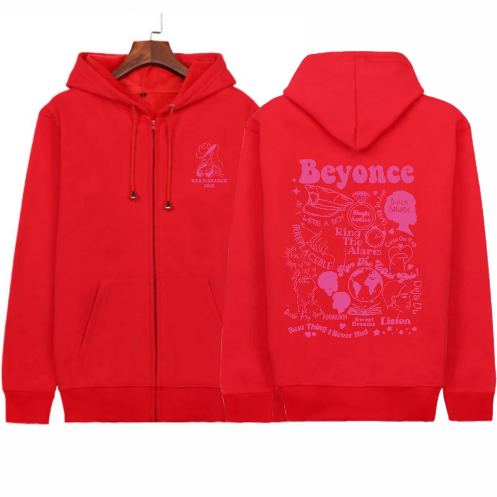 2023 Renaissance Beyonce World Tour Kpop Album Print Hoodie Sweatshirts Long Sleeve Streewear Pullover Clothes Zip Up Hoodie