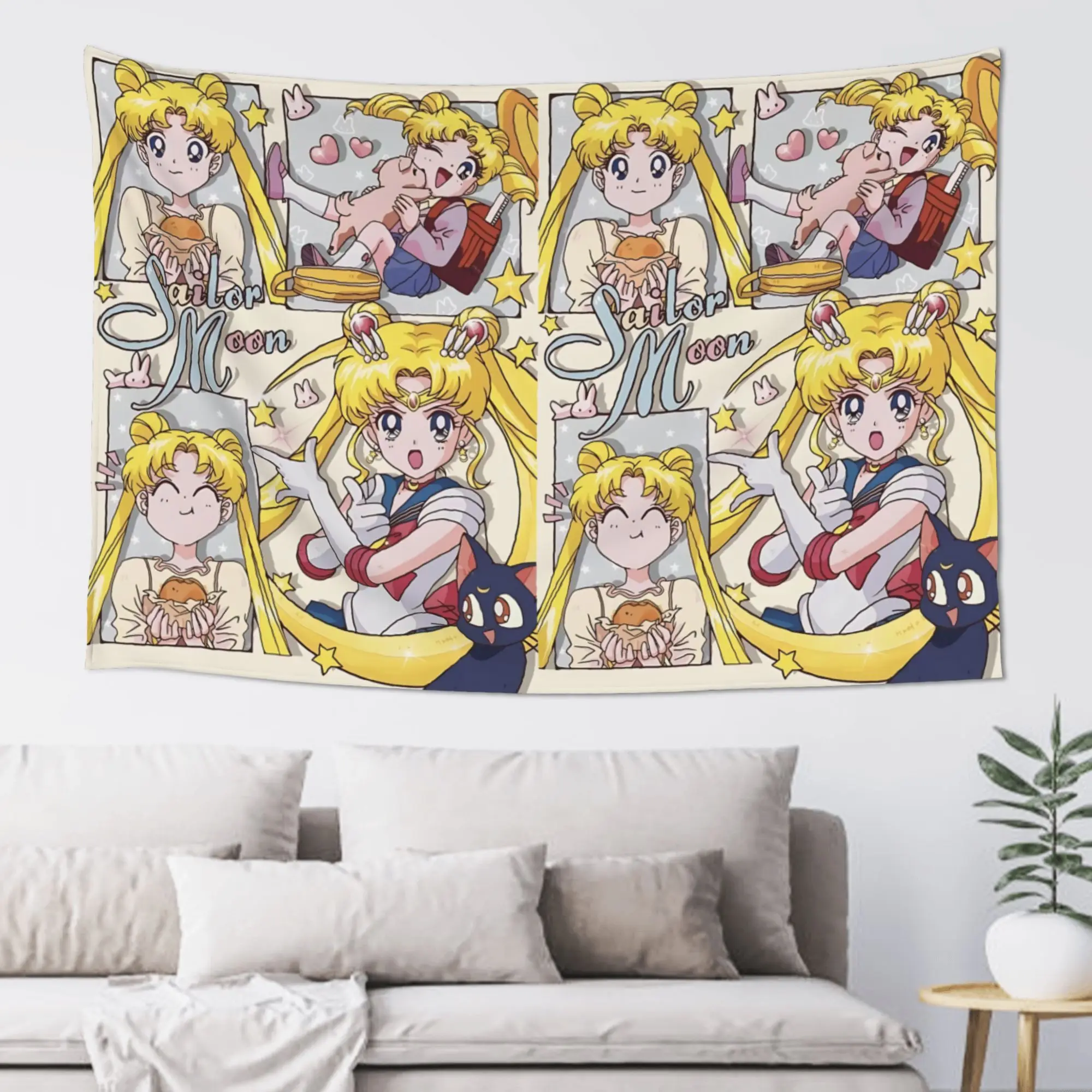Cutecore Sailor Moons Tapestry Bedroom Decoration  Wall Hanging Blanket Tapestry Cool Stuff For Room