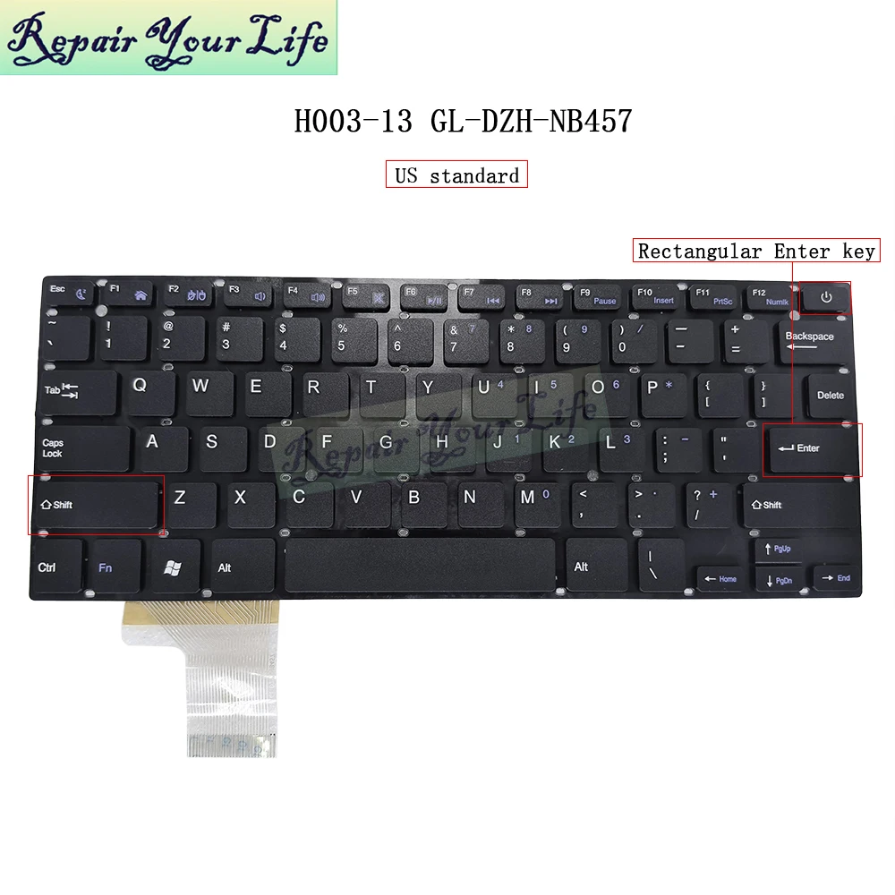 US English Keyboard for Teclast Taidian, Chuwi, EVOO Laptop Keyboard United States H003-13 GL-DZH-NB457 New