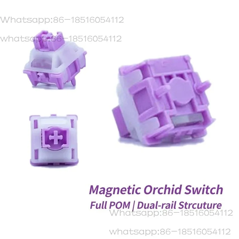 Magnetic Orchid Full POM Switch, Dual-rail Structure, Rapid Trigger HE, Hall Sensor Effect for Magnetic Keyboard Gaming