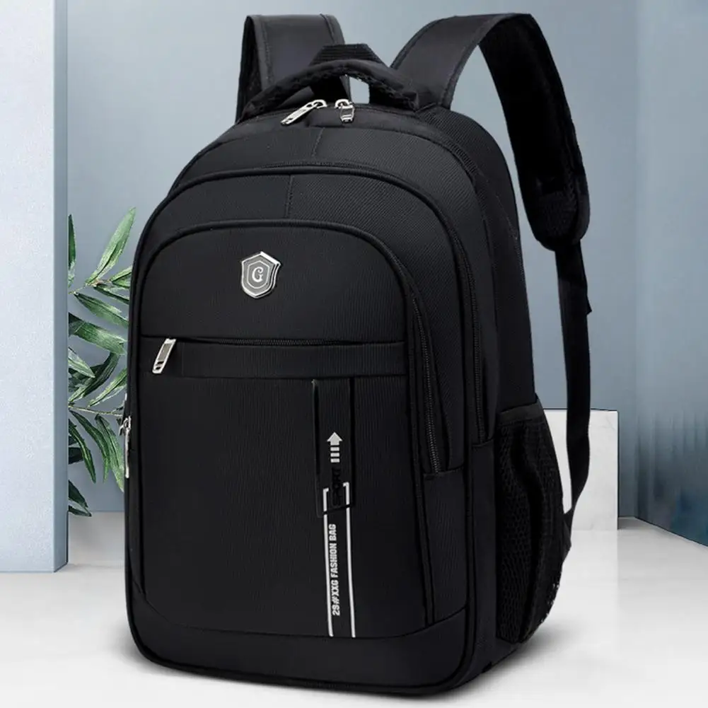 Men Backpack Large Capacity Waterproof Zipper Closure Oxford Cloth Wear-resistant Travel Laptop Bag Backpack Office Supplies