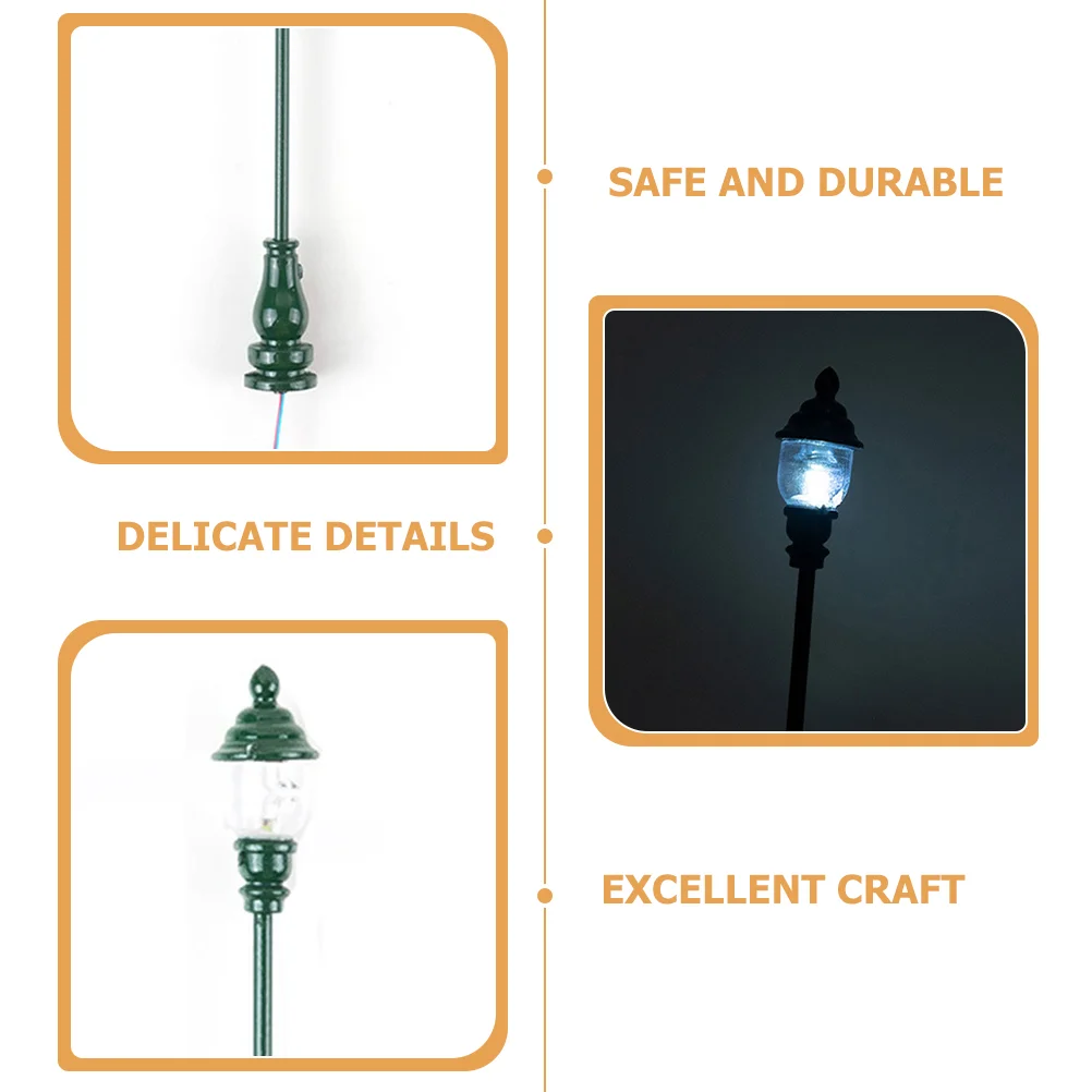 4 Pcs Model Garden Light Decorative Mini Lamp Decorate Small Street Stainless Steel Plus Abs House Decoration Child