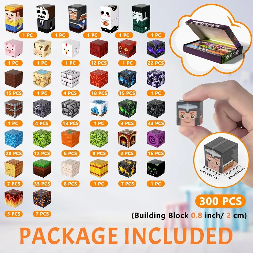 Magnetic Building Cubes Set of 300 for Kids - STEM Toys for Ages 3-12, Montessori Sensory Gift