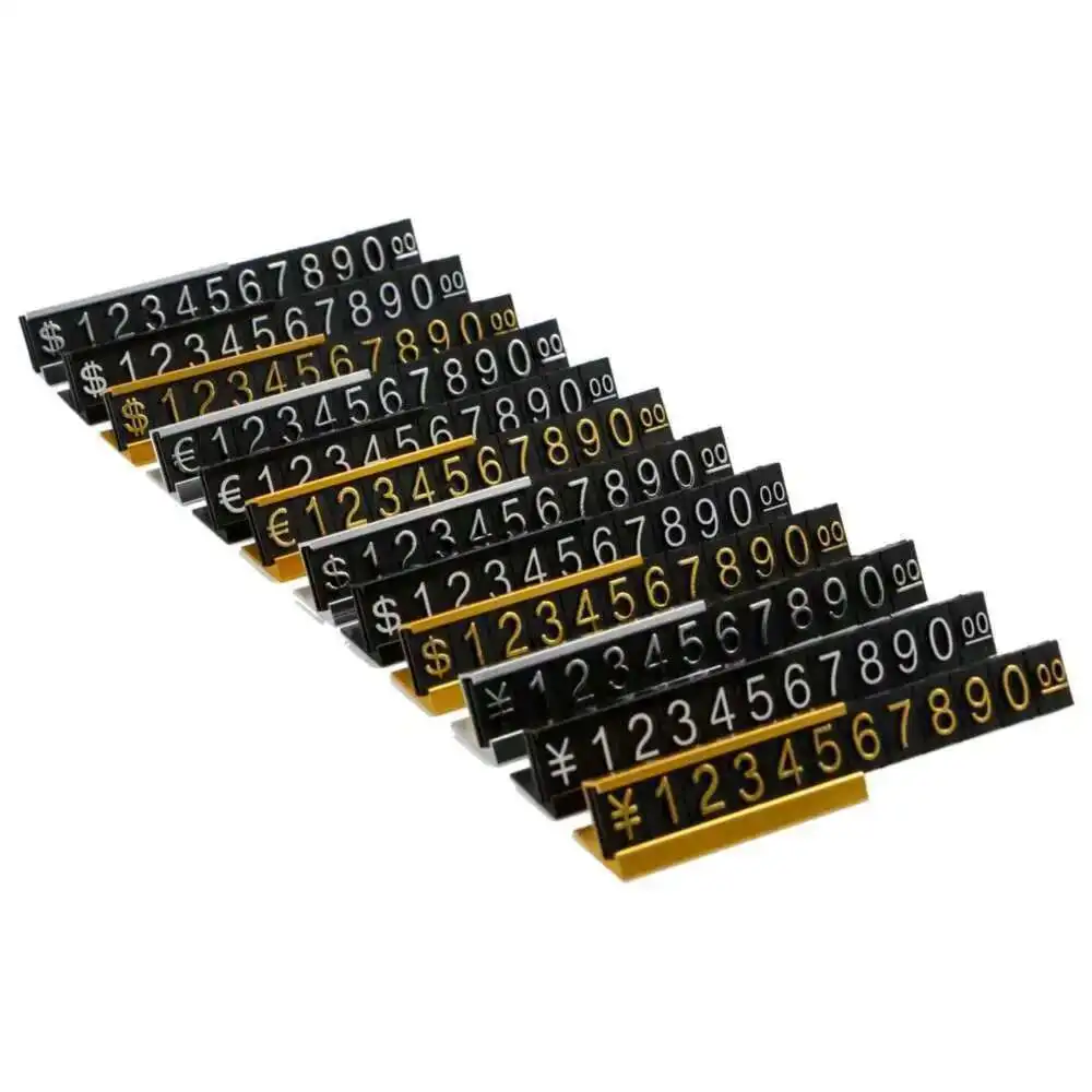 16 Pcs Golden Letter With Base Adjustable Price Display Stand Tag Sets Of Number Labels Jewelry Dollar Price Display Cube