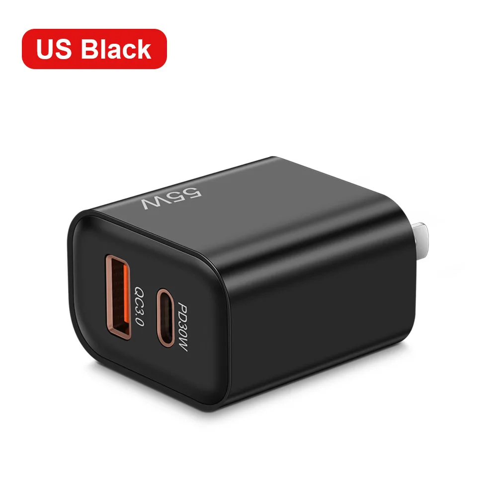 55W USB + USB-C Universal PD Charger for Apple iPhone 15 Samsung Huawei Mate 60 Xiaomi 13 OPPO Fast Charging Power Adapter EU/US