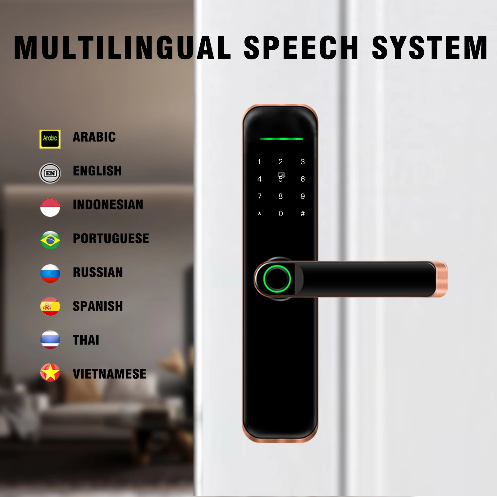 TUYA WIFI Matte Panel Smart Door Lock Mobile Phone Remote Unlock keyless entry Fingerprint Magnetic Card Password Key